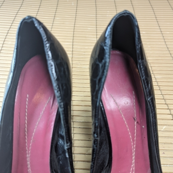 kate spade new york shoes black alligator embossed leather 4" heels open toe wom - Picture 7 of 11